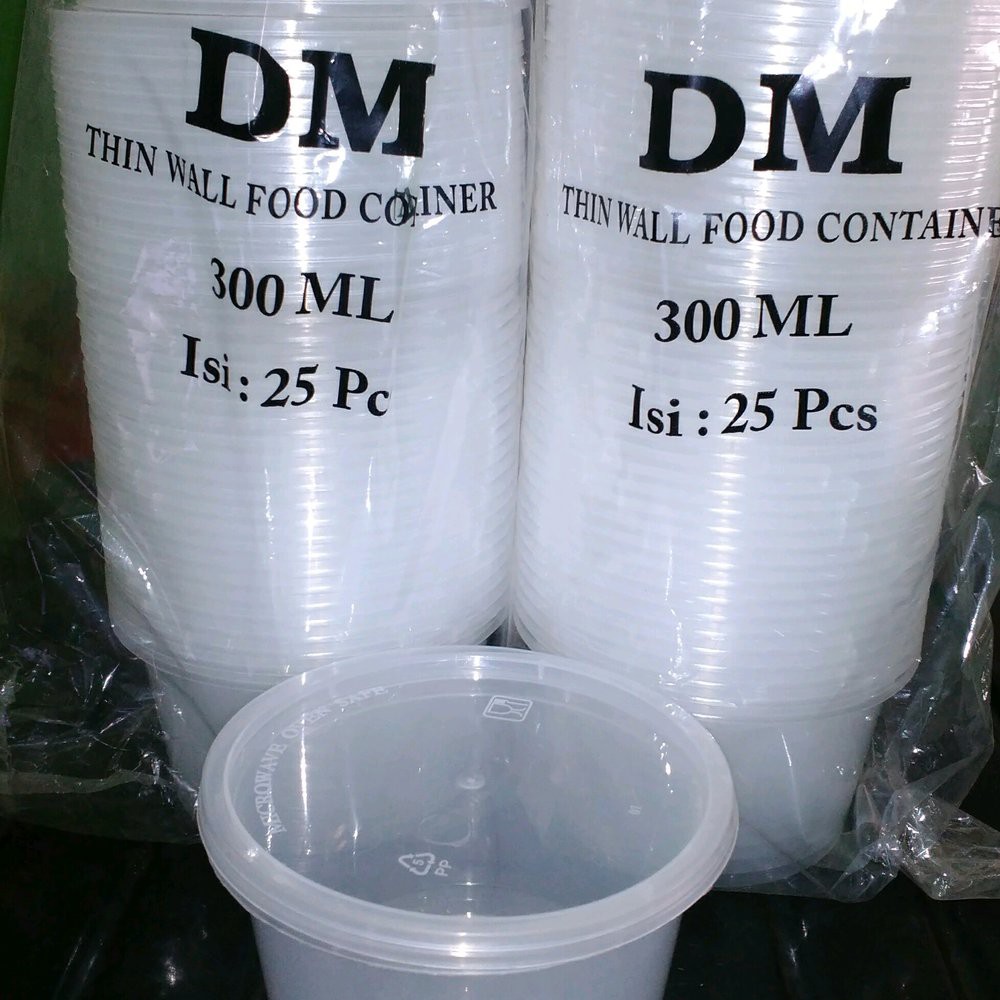 Thinwall Bulat 300ml pack isi 25pcs Cup Puding Mangkok Plastik 300 ml Tutup Murah MERK DM