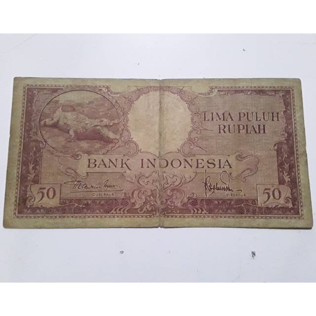 Uang 50 rupiah 1957 buaya seri hewan