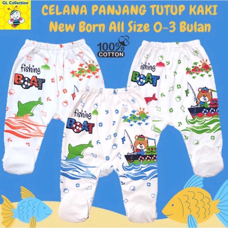 OBRAL! ISI 3PCS! CELANA PANJANG TUTUP KAKI BAYI NEWBORN ALL SIZE 0-3BULAN 100%KATUN