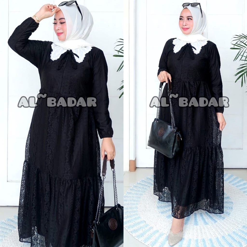 [ BISA COD ] GAMIS BRUKAT PREMIUM MIX KERAH RENDA,GAMIS BRUKATPREMIUM MIX KERAH RENDA MODEL TERBARU BY AL BADAR