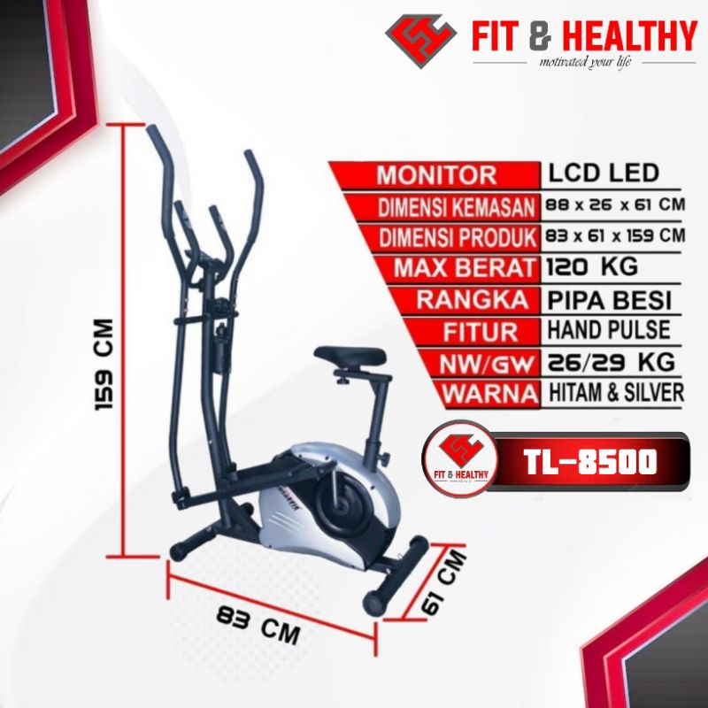 Alat Fitness Elliptical TL-8500 Statis Elliptical Crosstrainer