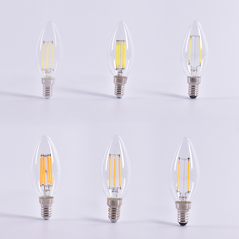 {LUCKID}LED Bulb Spotlight 2W/4W/6W E14 COB Candle/Flame Tip C35 Filament Glass Lamp