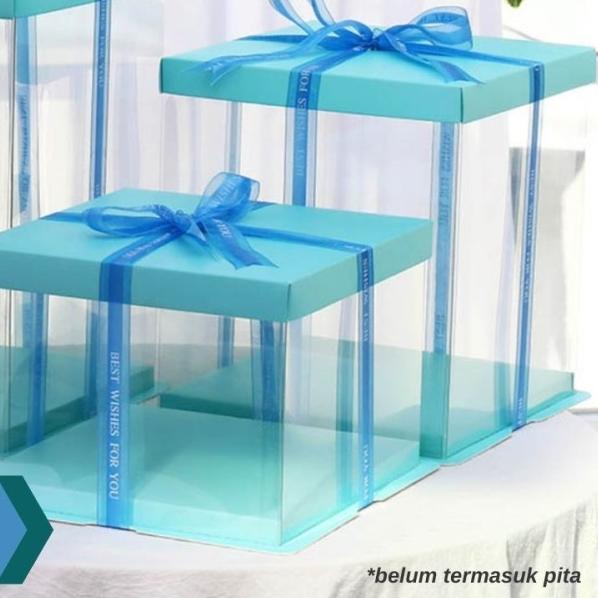 

☛ Cake Box Mika Dus Kue Kotak Kue 22x22 cm Transparant PET ➺