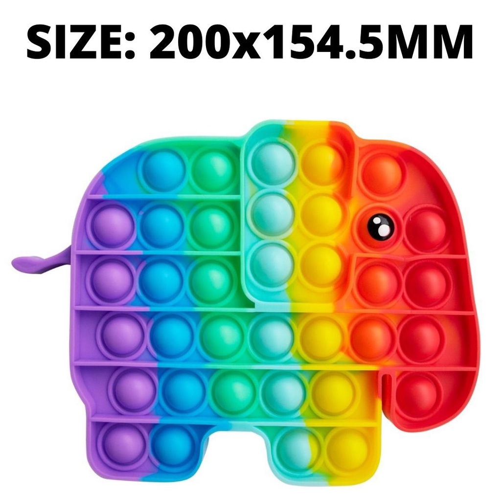 Pop It Jumbo FIDGET TOY Mainan Anak Karakter BTS Rainbow Ukuran 20 cm-GAJAH