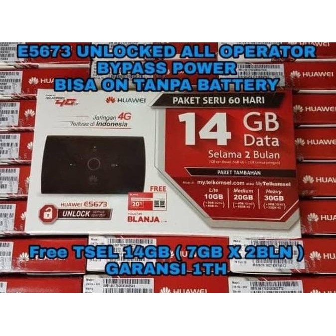 Modem Mifi Huawei 4G Lte E5673 Unlock Bypass Telkomsel Garansi Resmi