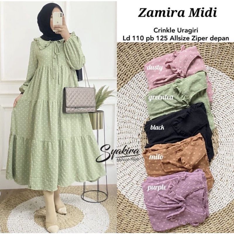 ZAMIRA MIDI DRESS PUNGKY DECLARA DRESS CRINKLE RUBIAH URAGIRI