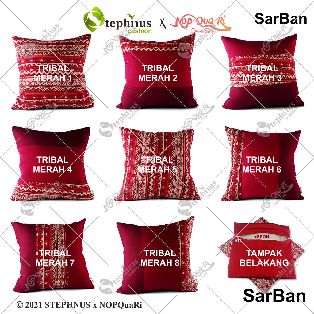 Sarung Bantal Sofa - Sarung Bantal Kursi - Runner Tribal Merah Maroon