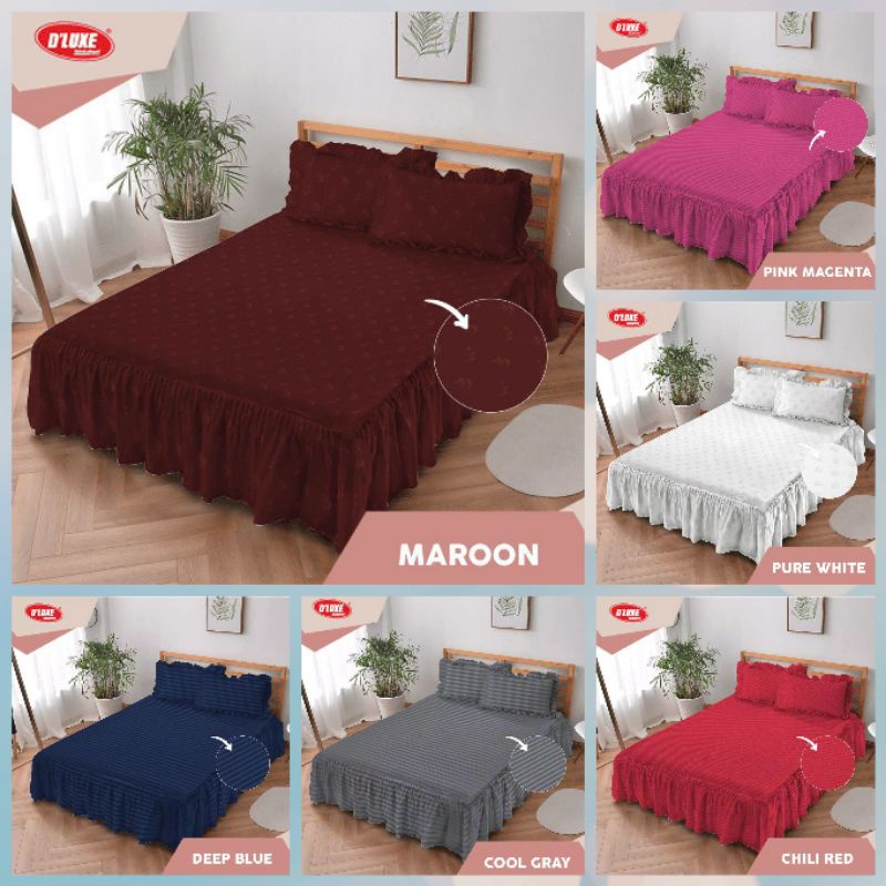 Sprei Rumbai KINTAKUN Polos Embos 160 180 Queen King Original Warna HIJAU AQUA MERAH MARUN  MAROON P