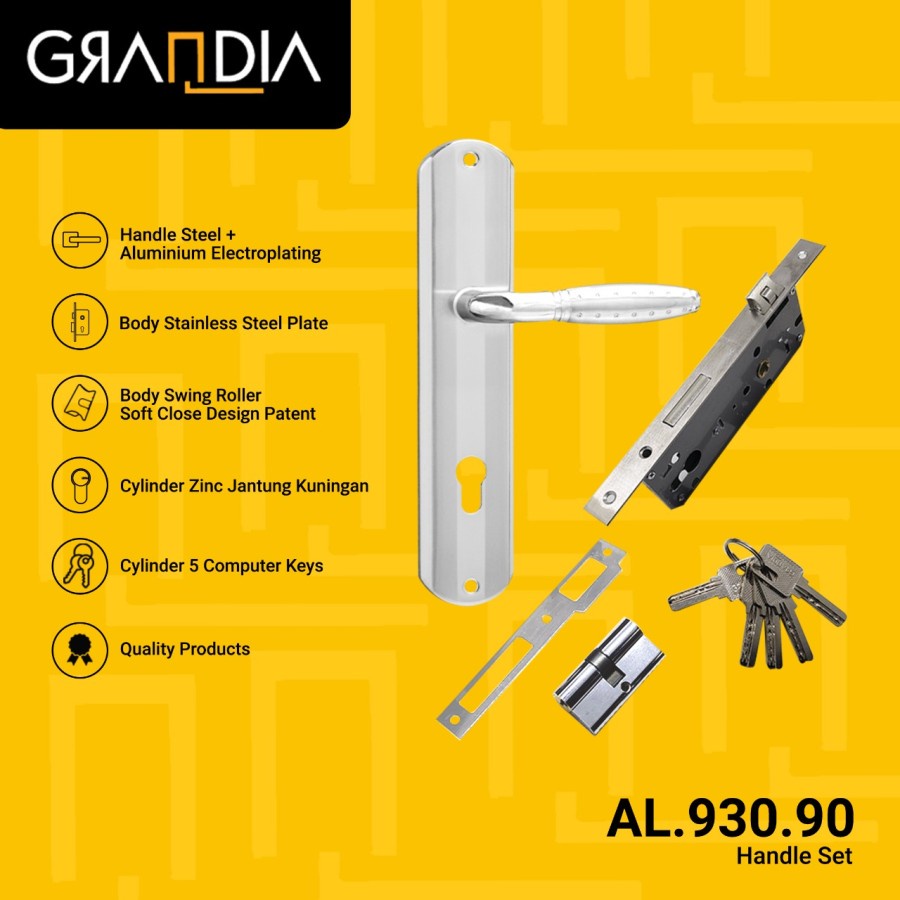 Gagang Pintu Set / Handle Pintu Set Besar + Body dan Cylinder