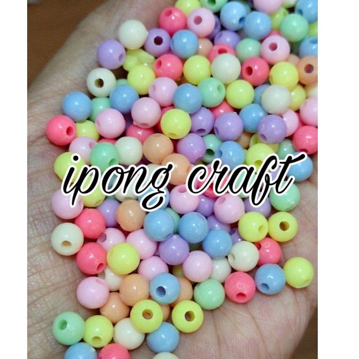 Mote Bulat Pastel 6mm / Manik Bulat 6mm /Manik gelang kalung