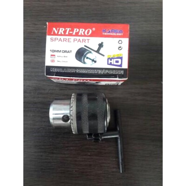 Kepala Bor 10mm drat 3/8&quot;-24UNF Nrt-Pro Drill Chuck