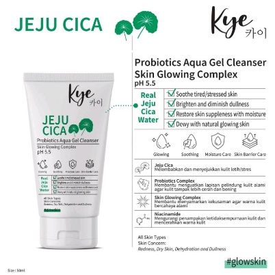 ⭐BAGUS⭐ KYE PROBIOTICS AQUA GEL CLEANSER 50ML / TONER PADS 15 SHEET  SKIN GLOWING COMPLEX