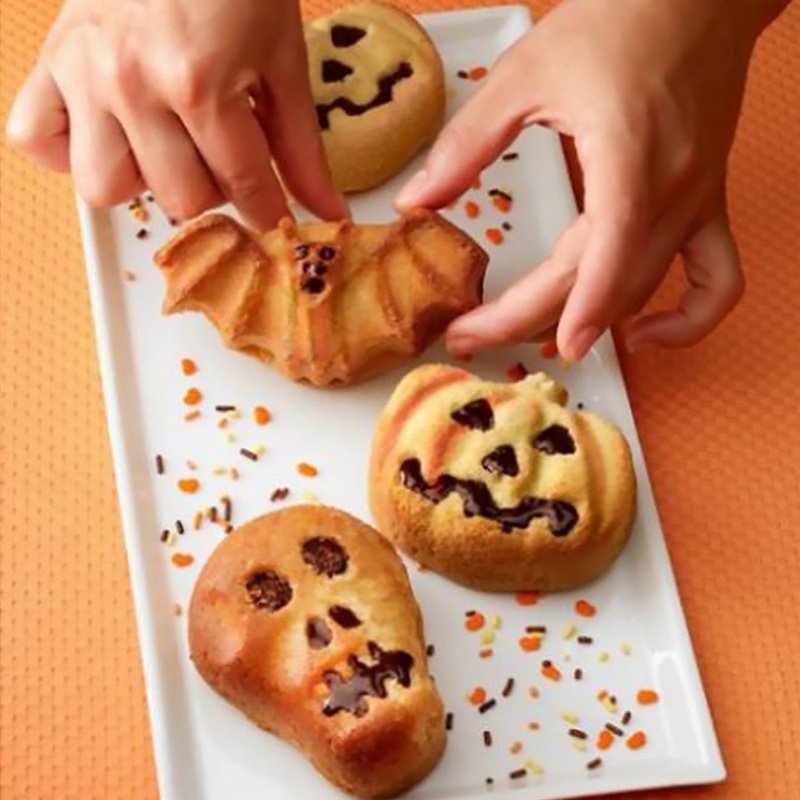 Diy Fondant Permen Cetakan Es Tray Kue Dekorasi Pesta Baking Tools Halloween Labu Berbentuk Tengkorak Cokelat Silikon Cetakan Kue