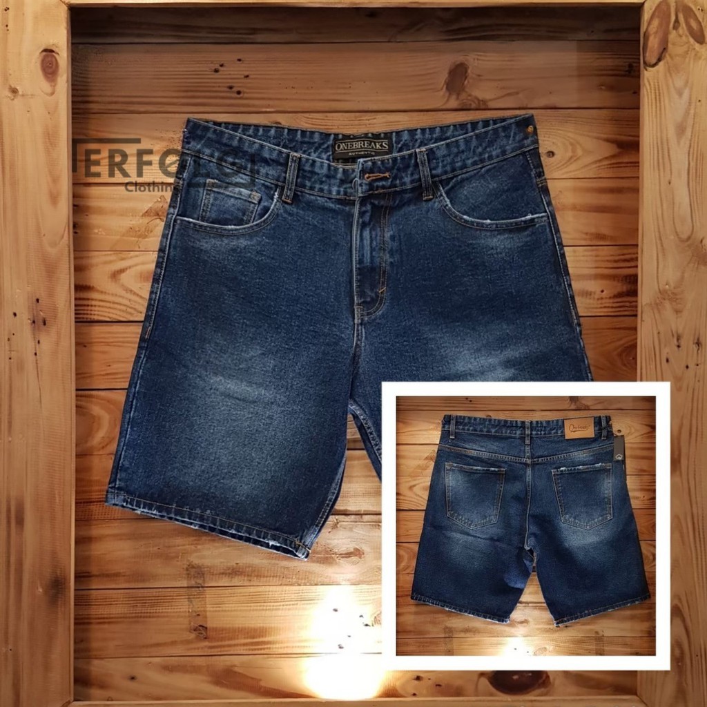 Celana Denim Pria Pendek Jeans Cowok Sobek Calana Ripped Robek Distro Original Brand Lokal Bandung