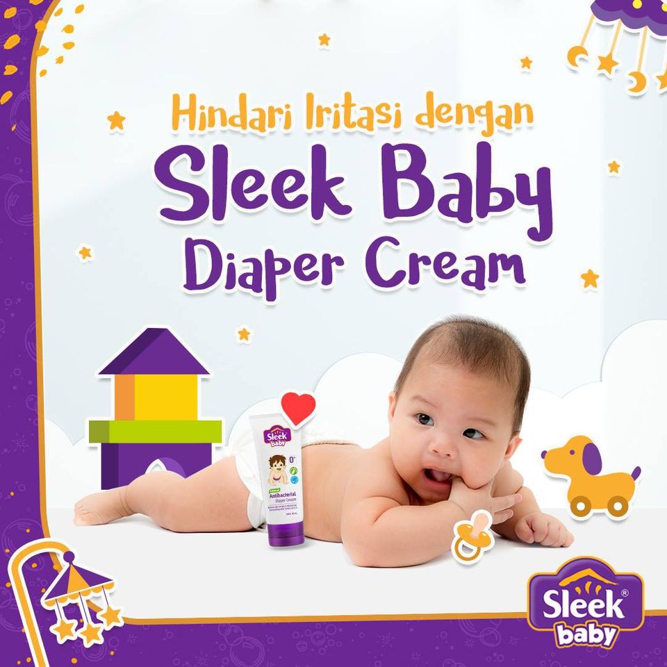 SLEEK Baby Natural Antibacterial DIAPER CREAM 80 ml - Cegah Iritasi &amp; Ruam pada Kulit Bayi