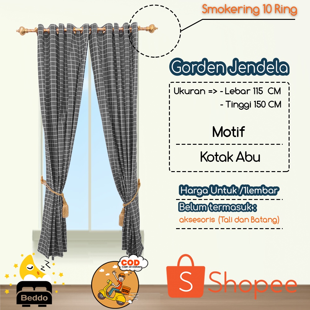 Gorden Jendela aesthetic gorden minimalis gorden polos gorden Smokering|gordeng murah|corak kotak