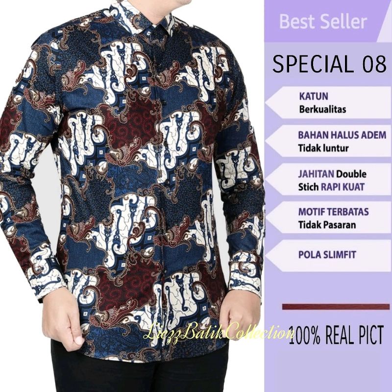 Batik cowok lengan panjang model slimfit