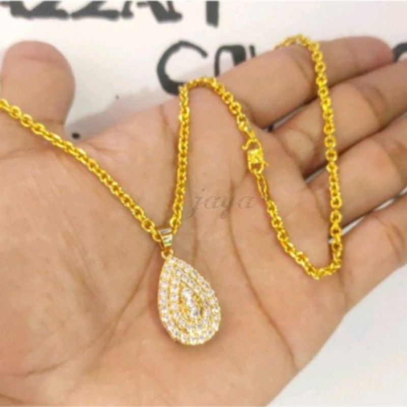 kalung emas sepuan free liontin berlapis emas asli titanium