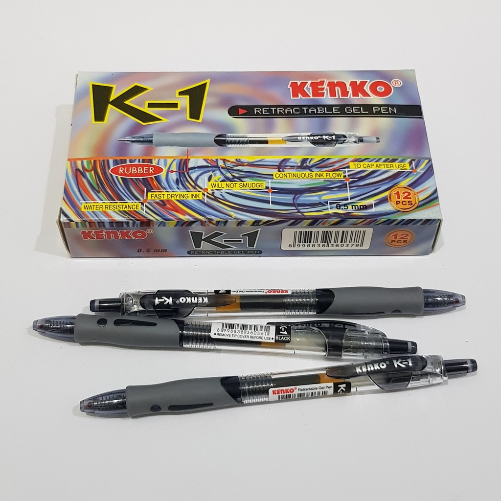 

Pulpen/ Bolpoin/ Pen Gel Kenko K1 (Isi 12 pc ) Hitam & Biru