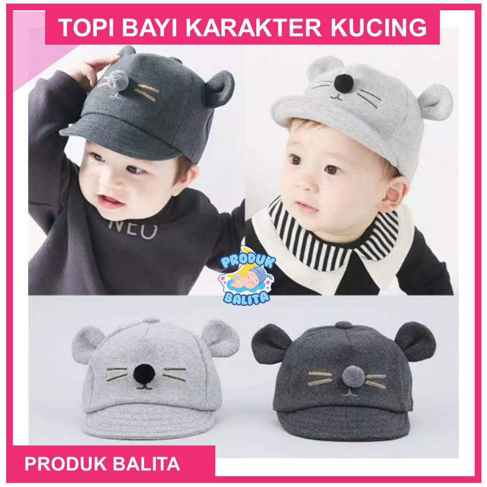 Topi Bayi Lucu Karakter Kucing  Topi Anak Laki-Laki Perempuan Terlaris