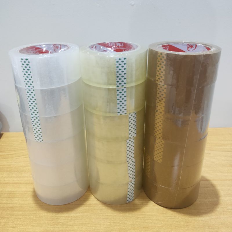 

ready cod Lakban Bening kuning coklat 90 Yard FULL 45mm Lakban Tape Selotip Solasi Isolasi Solatip