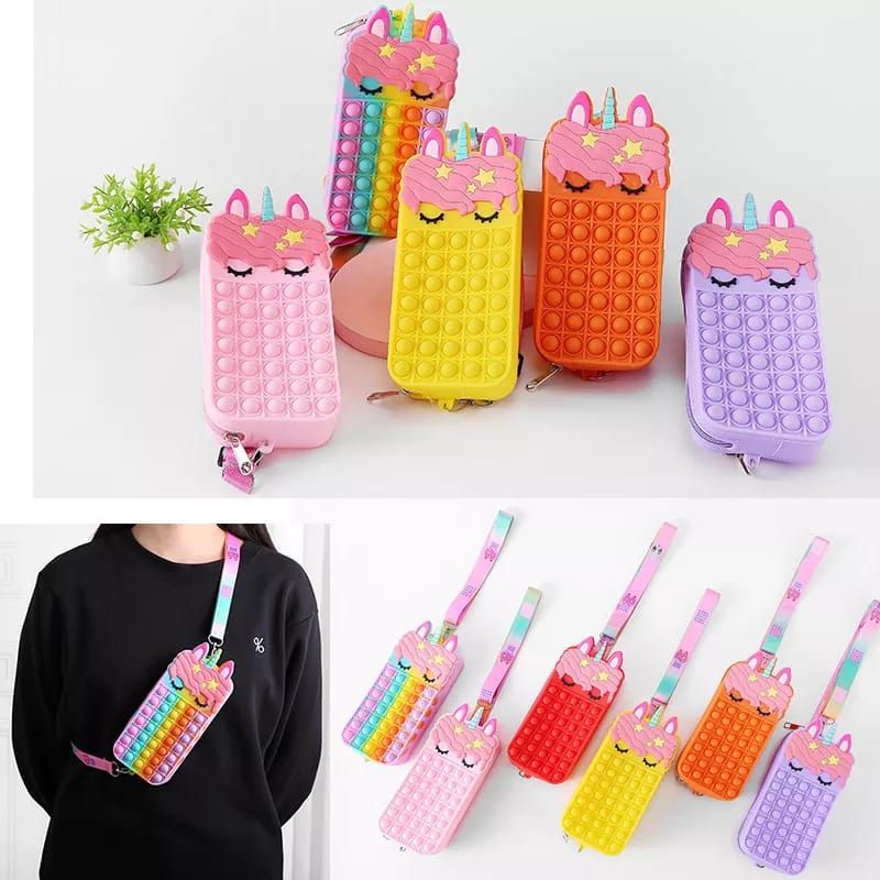 Tempat pensil pop it unicorn kotak pensil keren murah