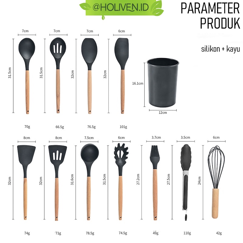 Holiven Spatula Sutil Sodet Capitan Jepitan Scraper Whisk Sendok Utensil Centong Alat Masak Dapur-1