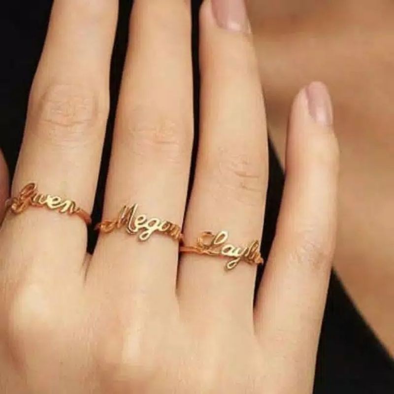 cincin ukir nama lapis emas Kd 925