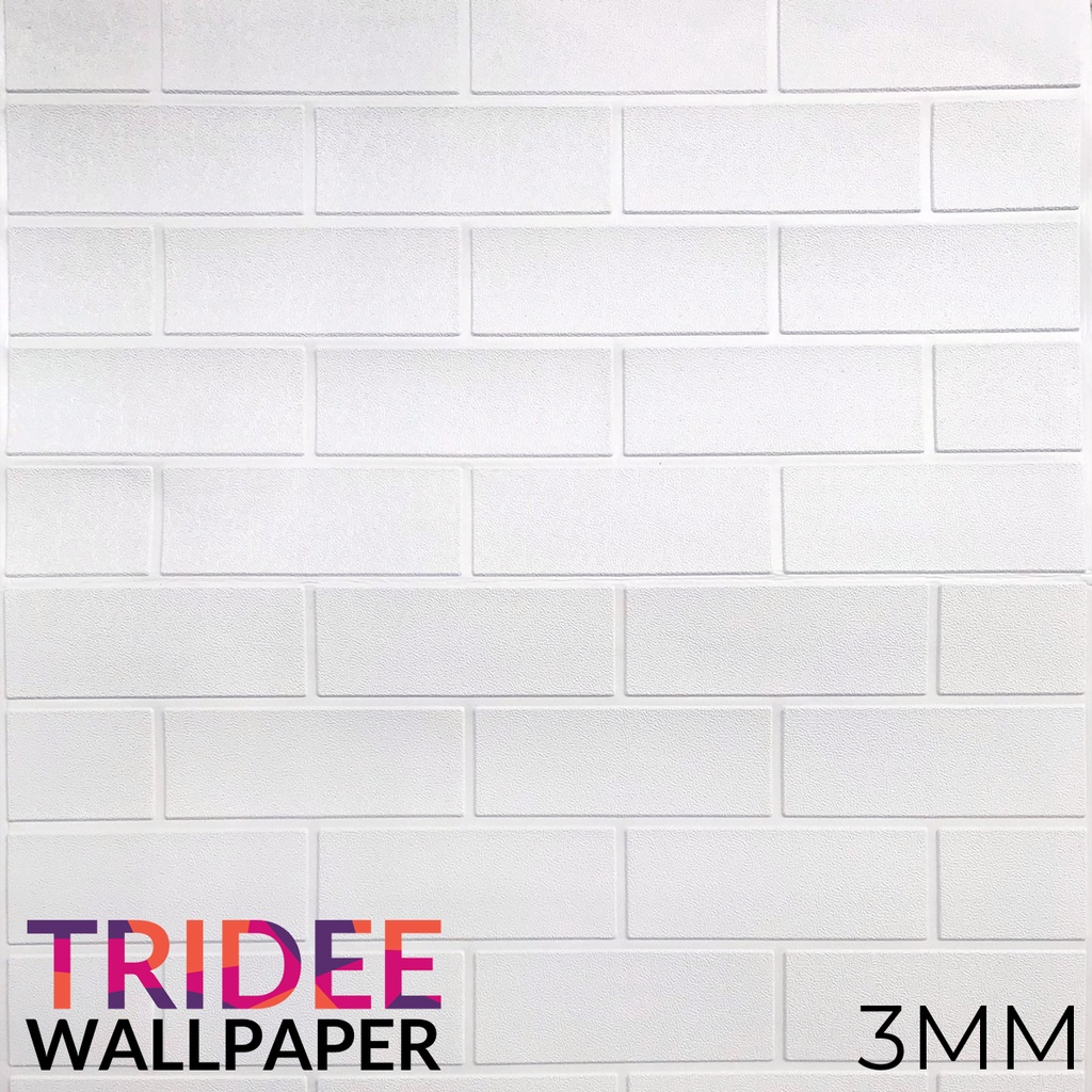 Wallpaper Dinding Sticker Foam 3D Bata Putih TRIDEE PLAIN BRICK 77x70cm full size