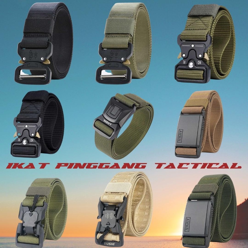 Ikat Pinggang Pria Ikat Pinggang Bahan Canvas Military Tactical Panjang 125CM Banyak Warna Dan Model