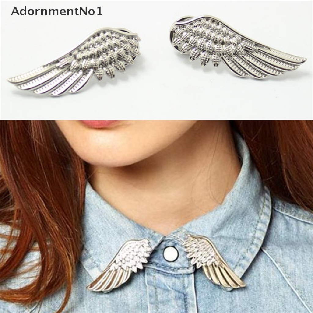 (AdornmentNo1) 2pcs / Set Bros / Pin Gaya Punk Bentuk Sayap Untuk Aksesoris Wanita / Hadiah