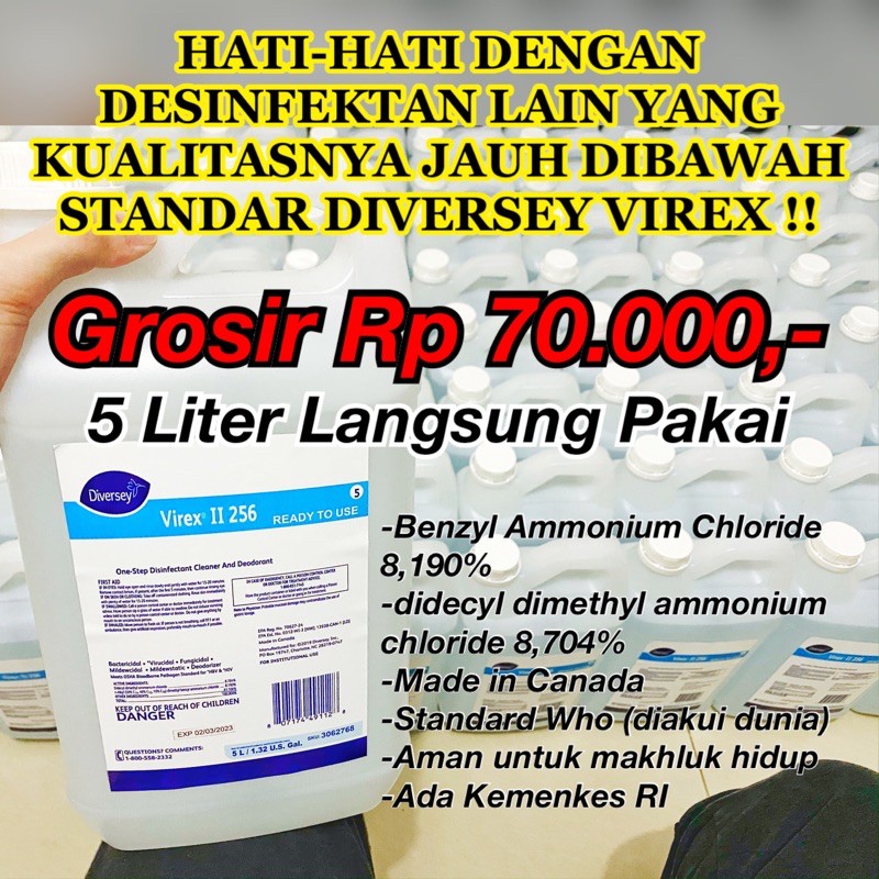 Disinfektan Diversey Virex 5 Liter Murah Standar Who Makassar