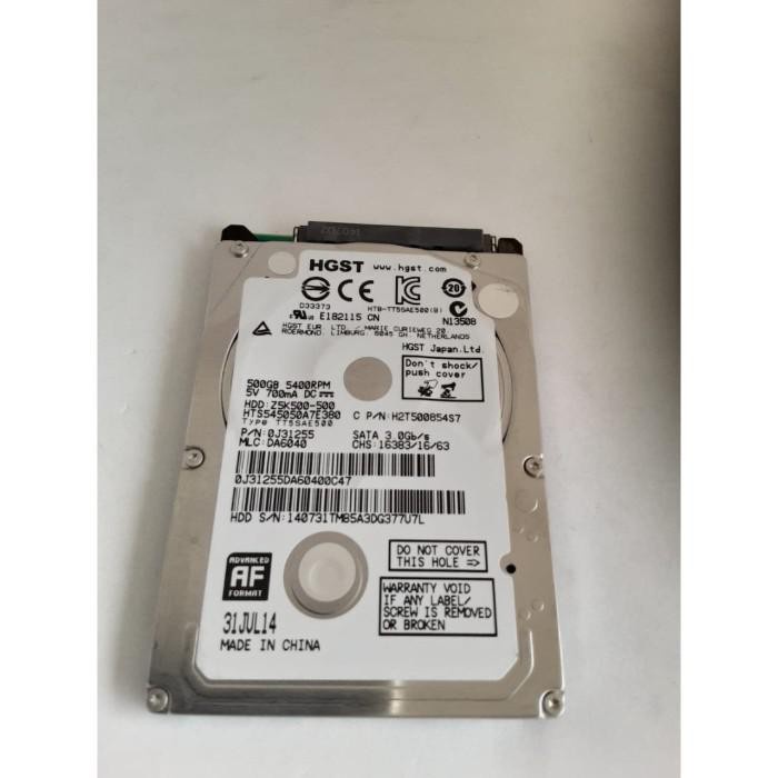 Hdd Hsgt/Hitachi Internal 2.5&quot; 500Gb Slim For Notebook / Laptop