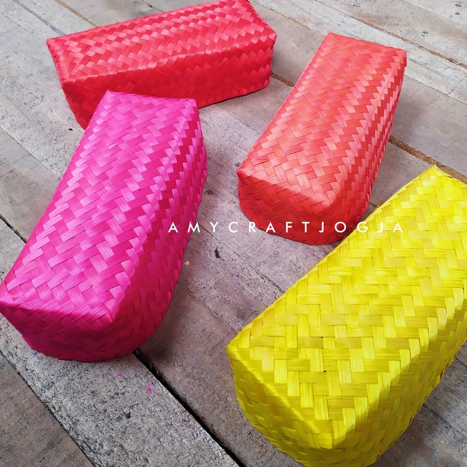 TERBARU besek warna Sepasang Besek Bambu Persegi Panjang Warna 22 x 8 x 7 cm/Besek Makanan Kekinian/