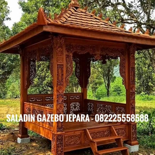 Gazebo Gebyok Bahan Jati Full Ukir Cantik Khas Jepara Eksotis Ukuran 2