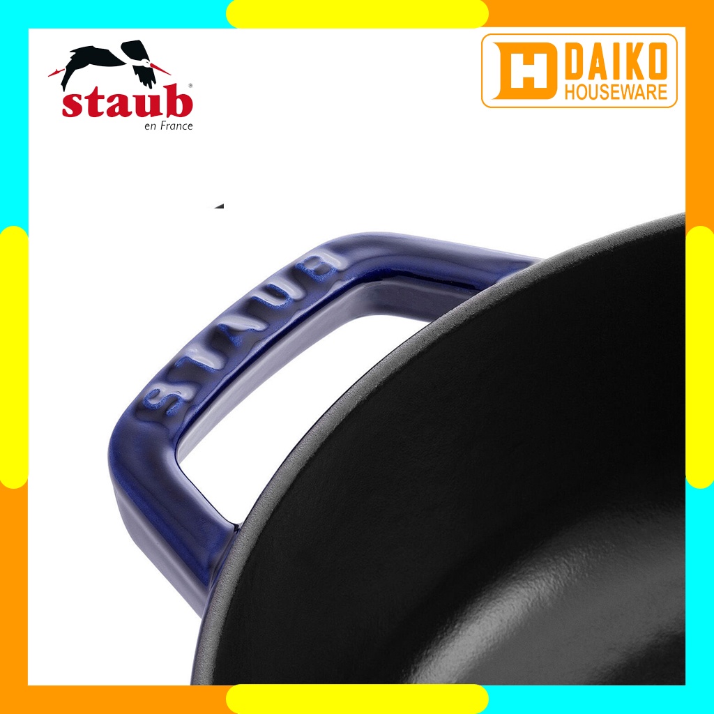 Panci Staub Round Saute Pan Chistera Lid 24Cm Dark Blue Cocok Untuk Semua Jenis Kompor Original Staub