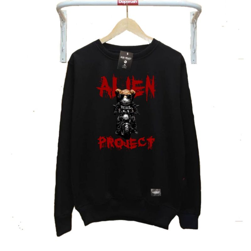 alien project money talk black sweater crewneck original pria free sticker bisa cod