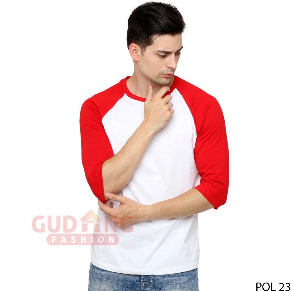 Kaos Raglan Polos Lengan 3/4 Cotton Combed S20 - Banyak Pilihan Warna POL (COMB)