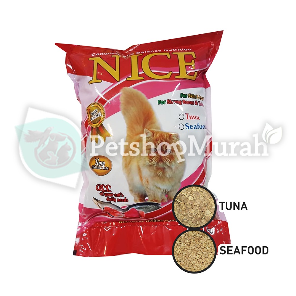 Makanan Kucing Nice Cat 1kg Tuna Seafood Food Dry Kering 1