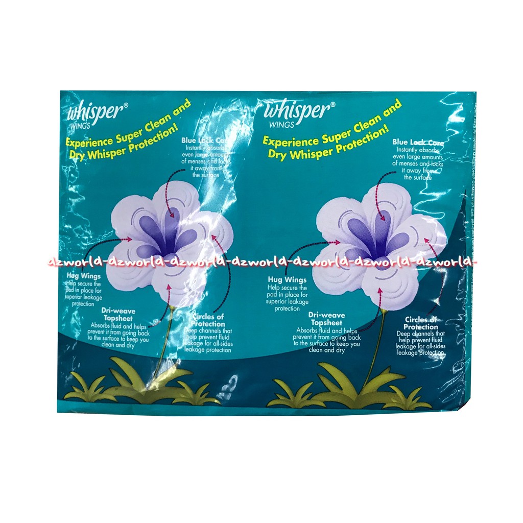 Whisper 40pads Whisper Wings Super Value Pack Pembalut Wanita Wisper Sayap Wing Blue Lock Care Sanitary Napkins 40 pcs