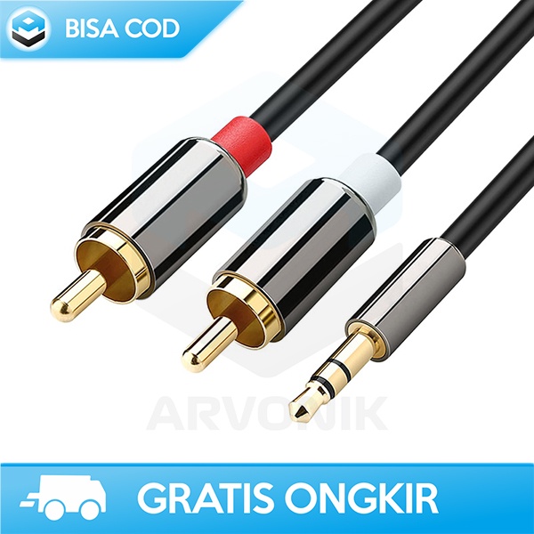 KABEL RCA TO 3.5 MM AUDIO HIGH QUALITY KONEKTOR ADAPTER AMKLE CABLE 1M