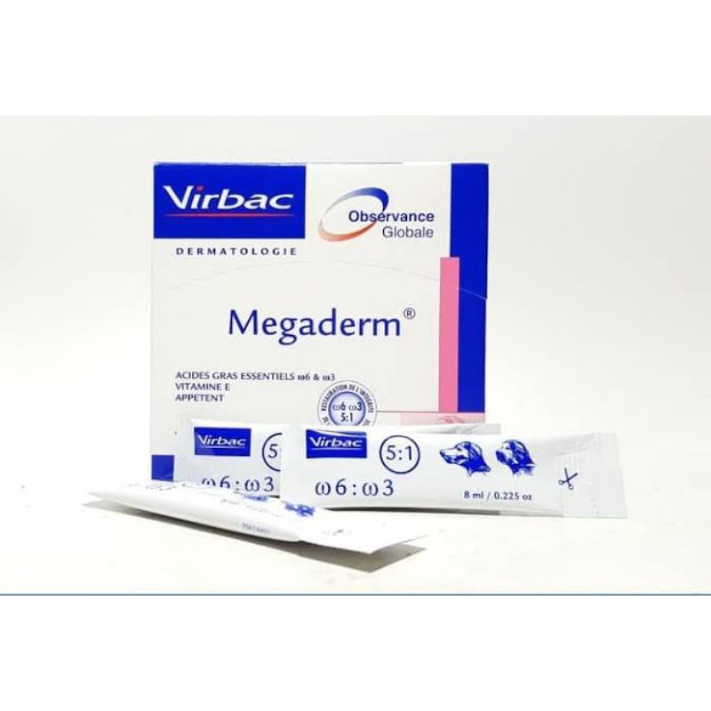 Virbac Megaderm 8ml Box isi 28 / Vitamin Bulu Megaderm 8ml Vitamin Bulu Anjing Kucing