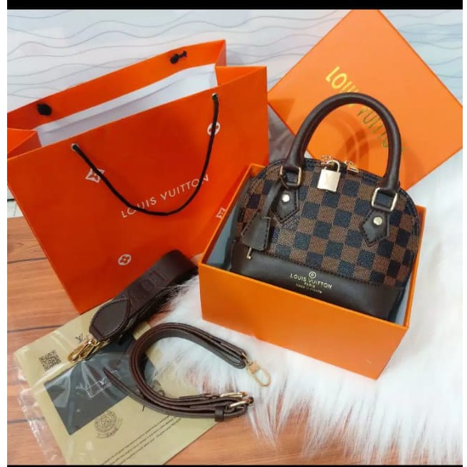 LV ALMA MINI SUPER 2 TALI STRAP FREE GEMBOK LV+ KUNCI IMPORT / PROMO FREE BOX &amp; PAPERBAG