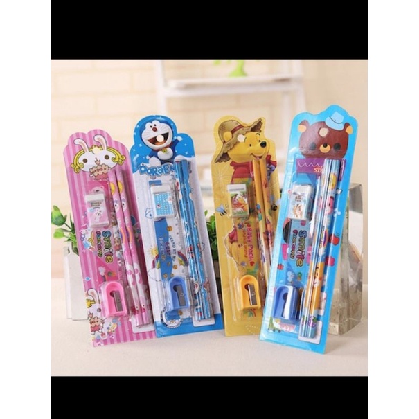 

stationery alat tulis 5 in 1 karakter kartun souvenir pesta