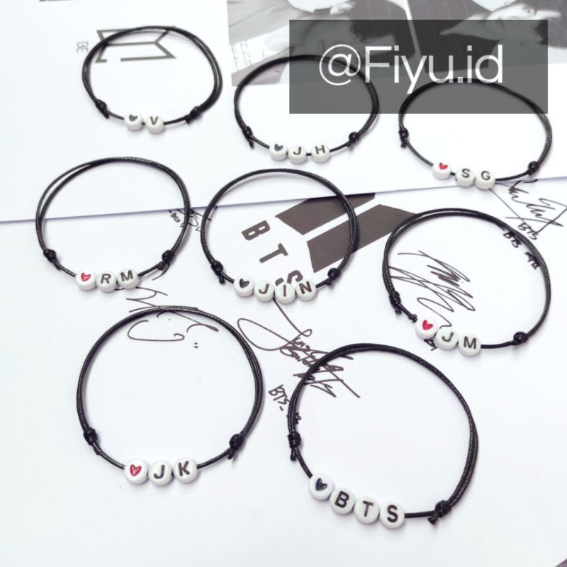 GELANG INISIAL NAMA MEMBER BTS / GELANG BTS ARMY V TAEHYUNG / JUNGKOOK / SUGA / RAPMONSTER / J-HOPE / JIMIN / SEOKJIN / ARMY / COD