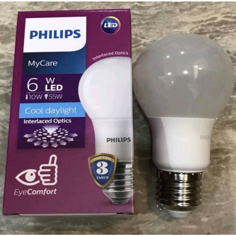LED Philips Bulb 6 Watt (Lampu LED Philips Bulb 6 Watt) Cool Daylight/putih,
