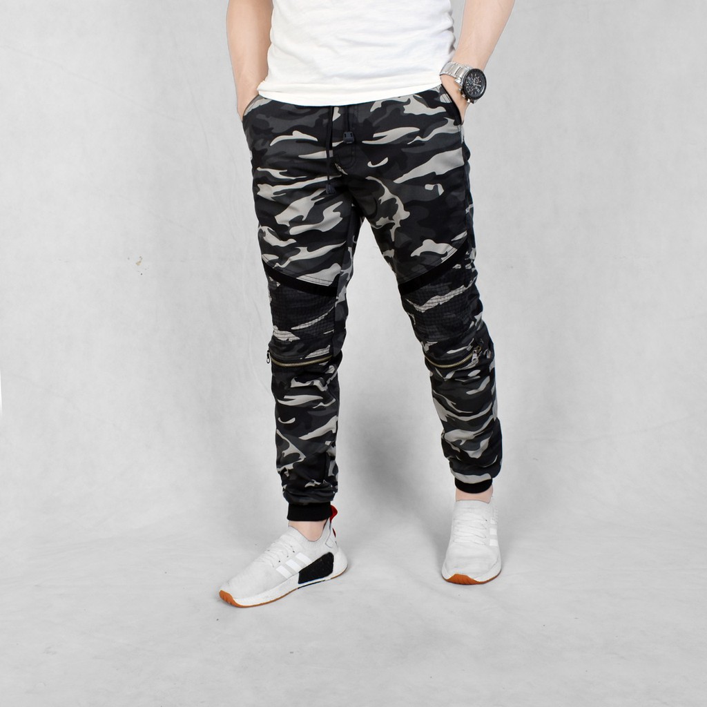 Celana Joger Jogger Camo Ziper Army Panjang Pria