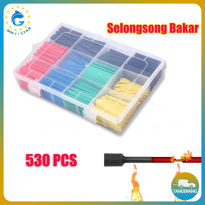 【530 pcs】Selongsong Bakar/Heat Shrink Tube Isolasi Bakar/Heat Shrink Tube Warna Warni/Heat Shrink Tubing Kit