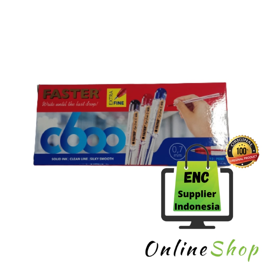 

faster 6 buah Bolpen c600 pen buka tutup c 600 bolpoin c-600 per 6 pcs - enc.sup