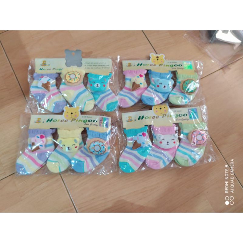 kaos kaki Bayi Boneka isi 3 pasang pingoo